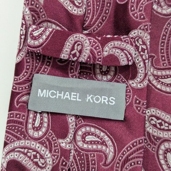 Michael Kors Baroque Print Pink Silk Tie - Picture 6 of 9